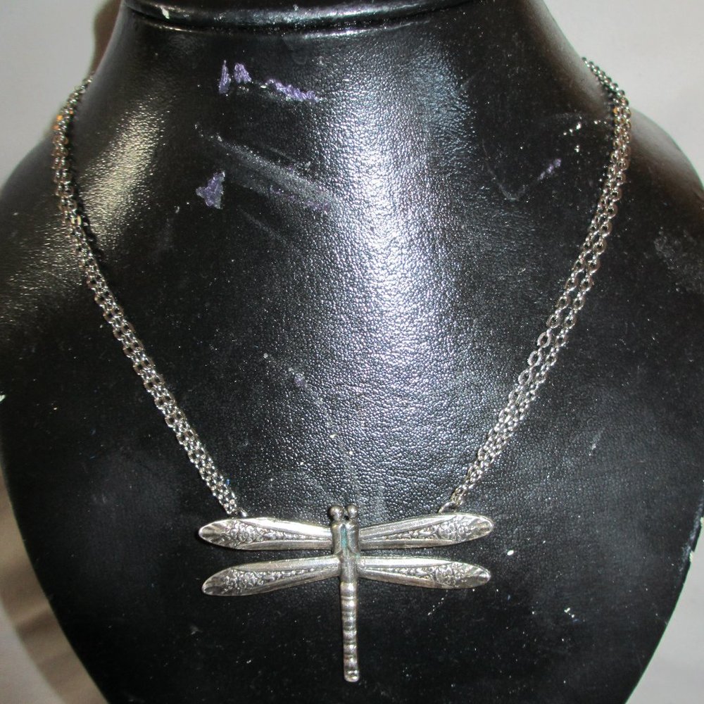 Silver Tone Dragonfly Necklace